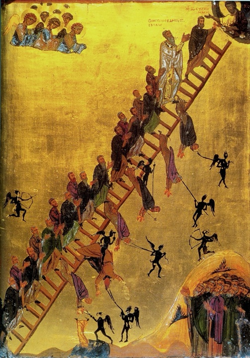 The Ladder of Divine Ascent icon: monks climb a ladder toward Christ